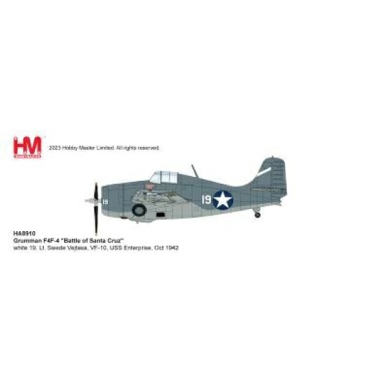 HA8910 - 1/48 GRUMMAN F4F-4 BATTLE OF SANTA CRUZ, WHITE 19, LT. SWEDE VEJTASA, VF-10, USS ENTERPRISE, OCT 1942