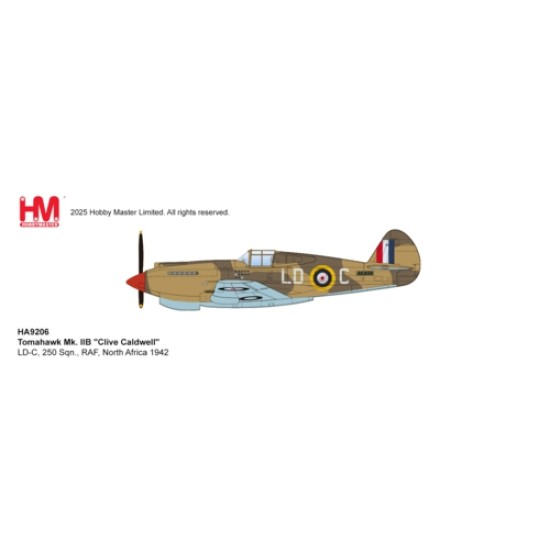HA9206 - 1/48 TOMAHAWK MK. IIB CLIVE KILLER CALDWELL - LD-C, 250 SQN, RAF, NORTH AFRICA 1943 AUSTRALIAS TOP WW2 AIR ACE TOP P-40 ACE OF WW2 HA9206 - 1/48 TOMAHAWK MK. IIB CLIVE KILLER CALDWELL - LD-C, 250 SQN, RAF, NORTH AFRICA 1943 AUSTRALIAS TOP WW2 AIR ACE TOP P-40 ACE OF WW2