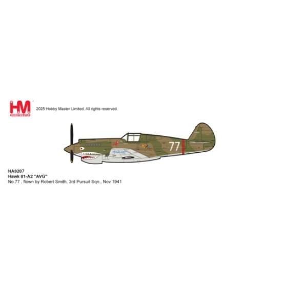 HA9207 - 1/48 HAWK 81-A2 AVG NO.77, FLOWN BY ROBERT SMITH, 3RD PURSUIT SQN., NOV 1941 HA9207 - 1/48 HAWK 81-A2 AVG NO.77, FLOWN BY ROBERT SMITH, 3RD PURSUIT SQN., NOV 1941