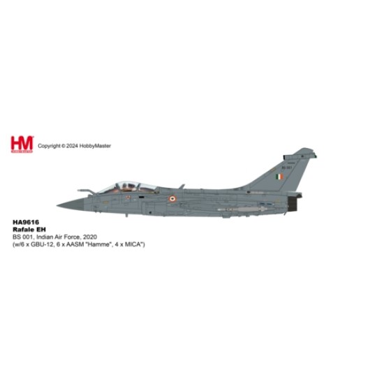 HA9616 - 1/72 RAFALE EH BS 001, INDIAN AIR FORCE, 2020 (WITH 6 X GBU-12, 6 X AASM HAMME, 4 X MICA)