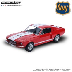 HWY-12400 - 1/24 SHELBY GT-500 1967 - CANDY APPLE RED WITH WHITE STRIPES - NEW TOOLING
