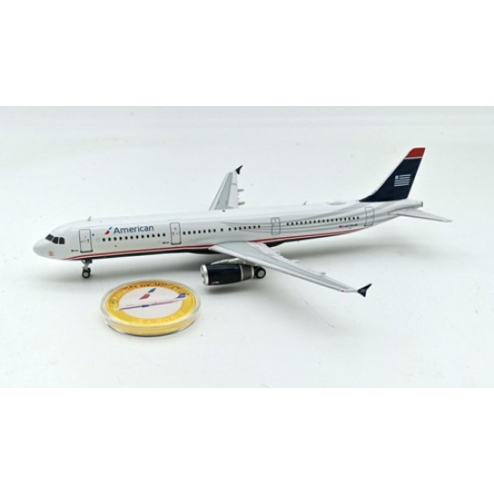 1/200 AMERICAN AIRLINES AIRBUS A321-231 N578UW WITH STAND AND COLLECTORS COIN