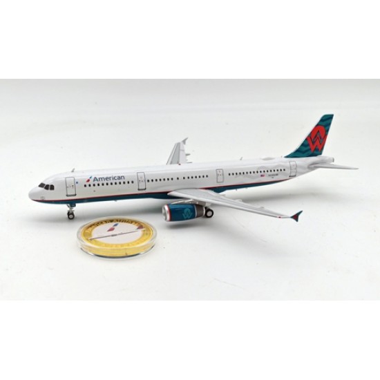 1/200 AMERICAN AIRLINES AIRBUS A321-231 N580UW WITH STAND AND COLLECTORS COIN