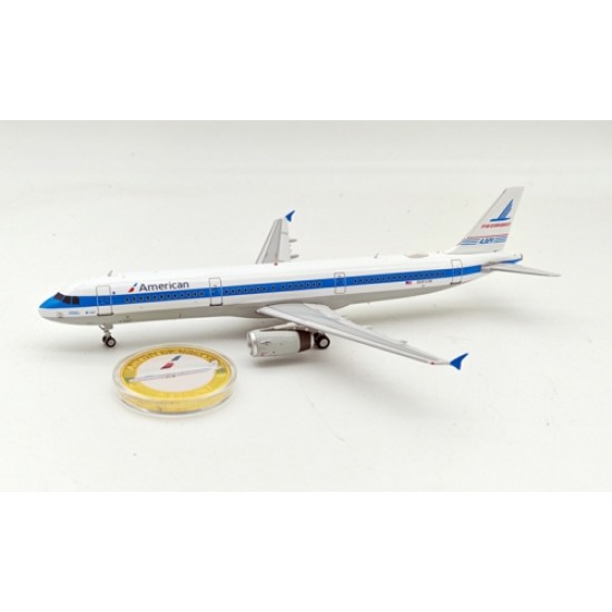 1/200 AMERICAN AIRLINES AIRBUS A321-231 N581UW WITH STAND AND COLLECTORS COIN