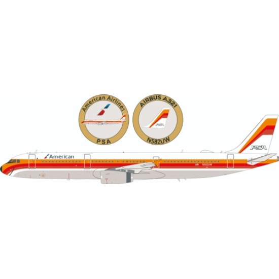 1/200 AMERICAN AIRLINES AIRBUS A321-231 N582UW WITH STAND AND COLLECTORS COIN
