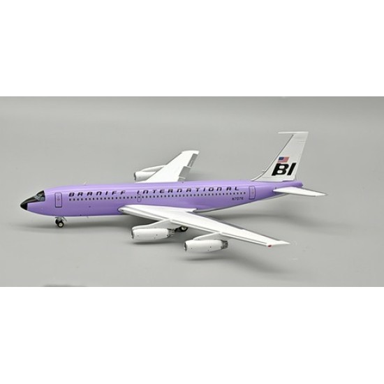 IF720BN0525 - 1/200 BOEING 720-027 SUPER JET BRANIFF 720 N7076 - LAVENDER PERIWINKLE BLUE WITH STAND