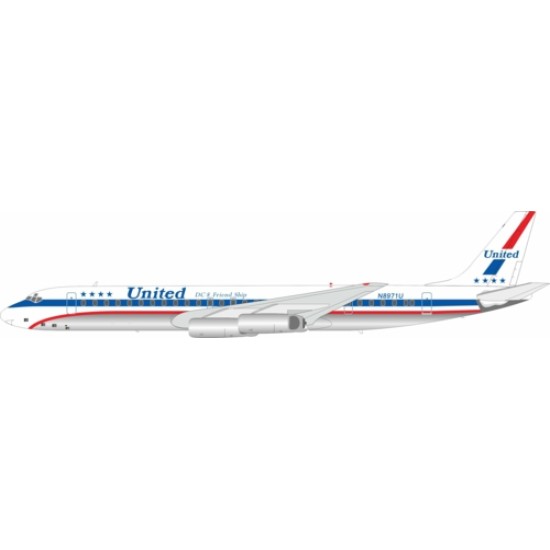 1/200 UNITED AIRLINES MCDONNELL DOUGLAS DC-8-62H N8971U WITH STAND 1/200 UNITED AIRLINES MCDONNELL DOUGLAS DC-8-62H N8971U WITH STAND