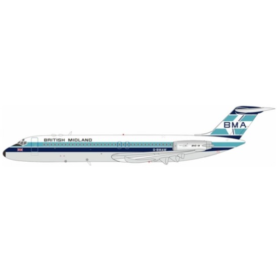 1/200 BRITISH MIDLAND AIRWAYS - BMA MCDONNELL DOUGLAS DC-9-32 G-BMAM WITH STAND 1/200 BRITISH MIDLAND AIRWAYS - BMA MCDONNELL DOUGLAS DC-9-32 G-BMAM WITH STAND