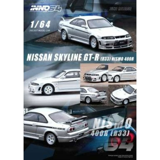 1/64 NISSAN SKYLINE GT-R (R33) NISMO 400R, SONIC SILVER IN64-400R-SIL