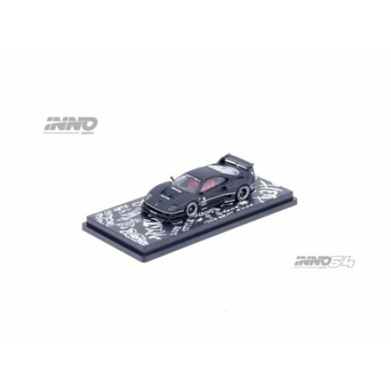 1/64 LBWK FERRARI F40 BLACK WHITE HONG KONG TOY CAR SALON 2023 IN64-LBWKF40-HKTS