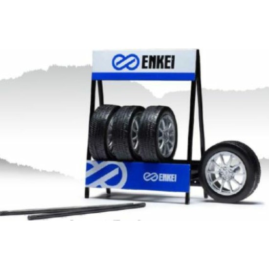 IX18SET013W - 1/18 SET OF 4 WHEELS ZUBEHOR RADERSET ENKEI SILVER