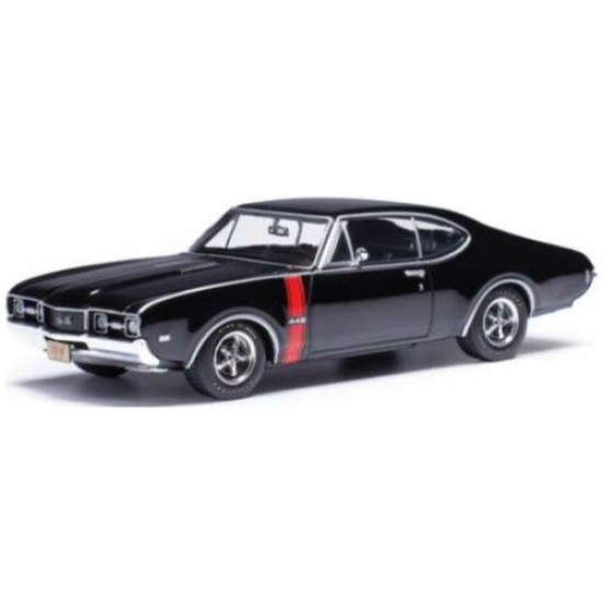 1/43 OLDSMOBILE 442 W-30 1968 EBONY BLACK W/RED STRIPES