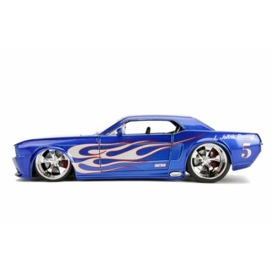 JAD30527 - 1/24 BIG TIME MUSCLE - FORD MUSTANG GT CANDY BLUE SILVER FLAMES 1965