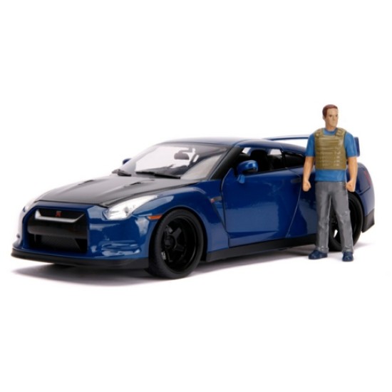 1/18 FAST AND FURIOUS BRIANS NISSAN GT-R (R35) WITH LIGHTS AND BRIAN FIGURE