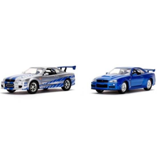 JAD31980 - 1/32 FAST AND FURIOUS TWIN PACK - BRIANS NISSAN SKYLINES - METALLIC BLUE AND METALLIC BLUE AND SILVER JAD31980 - 1/32 FAST AND FURIOUS TWIN PACK - BRIANS NISSAN SKYLINES - METALLIC BLUE AND METALLIC BLUE AND SILVER
