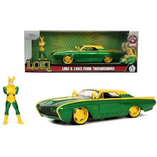 1/24 MARVEL LOKI 1963 FORD THUNDERBIRD WITH FIGURE 33357