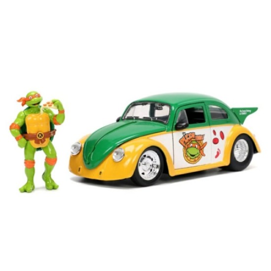 1/24 TEENAGE MUTANT NINJA TURTLES 1959 VW DRAG BEETLE WITH MICHELANGELO 33741