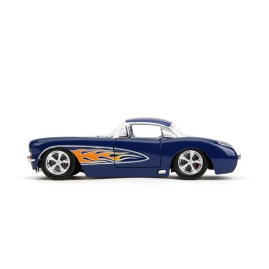 JAD35031 - 1/24 BIG TIME MUSCLE - CHEVY CORVETTE BLUE WITH FLAMES 1957 JAD35031 - 1/24 BIG TIME MUSCLE - CHEVY CORVETTE BLUE WITH FLAMES 1957