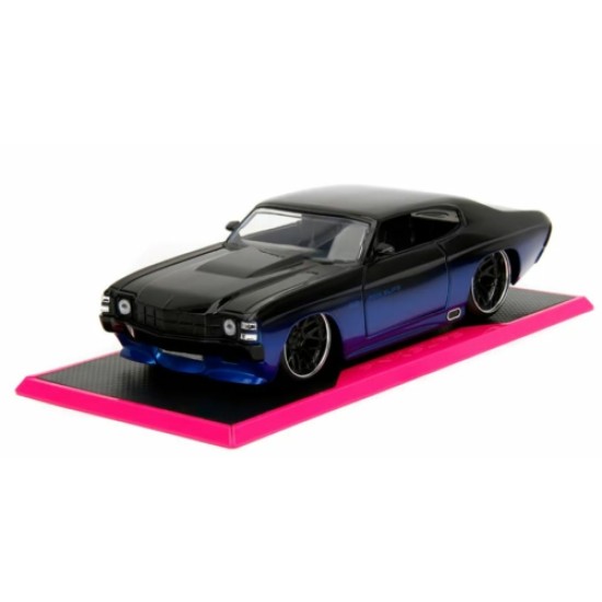 JAD35062 - 1/24 PINK SLIPS 1971 CHEVROLET CHEVELLE SS - CANDY BLUE AND GLOSSY BLACK