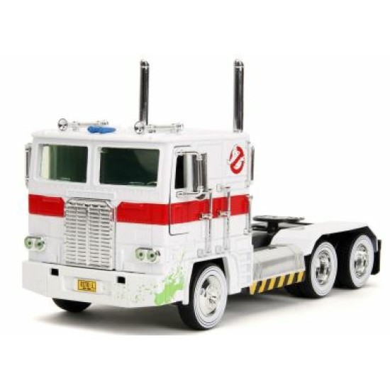 JAD35572 - 1/24 HOLLYWOOD RIDES - G1 OPTIMUS PRIME WITH ECTO 1 GRAPHICS