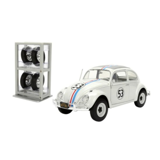 JAD37584 - 1/24 HOLLYWOOD RIDES - VW BEETLE - HERBIE THE LOVE BUG WITH RACK