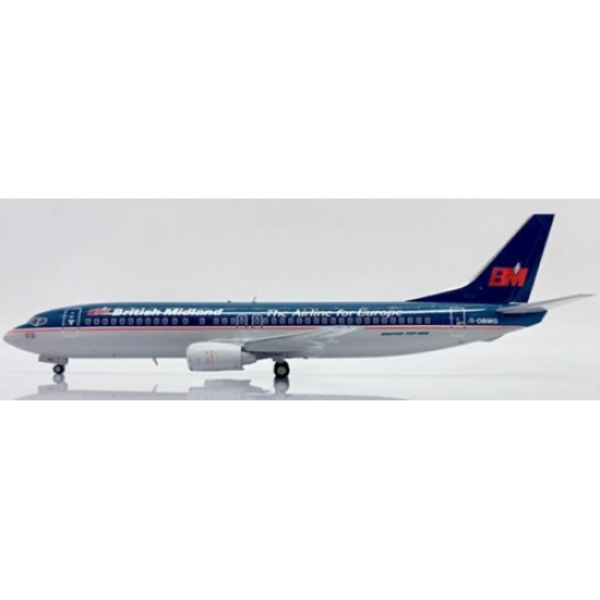 1/200 BRITISH MIDLAND AIRWAYS BOEING 737-400 THE AIRLINE FOR EUROPE REG: G-OBMG WITH STAND