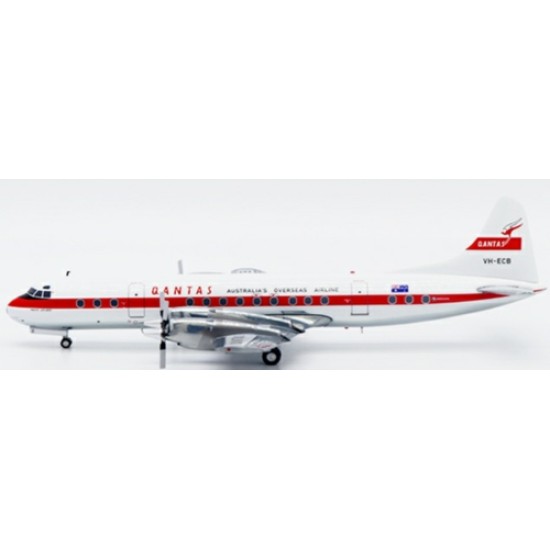 1/200 QANTAS LOCKHEED L-188C ELECTRA POLISHED REG: VH-ECB WITH STAND