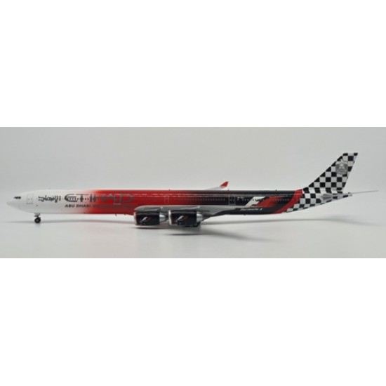 1/200 ETIHAD AIRWAYS AIRBUS A340-600 FORMULA 1 REG: A6-EHJ WITH STAND 1/200 ETIHAD AIRWAYS AIRBUS A340-600 FORMULA 1 REG: A6-EHJ WITH STAND