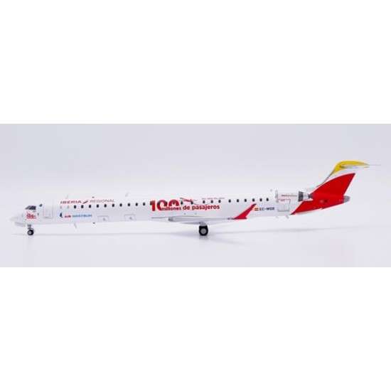 1/200 IBERIA REGIONAL (AIR NOSTRUM) BOMBARDIER CRJ-1000 100 MILLONES DE PASAJEROS REG: EC-MSB WITH STAND 1/200 IBERIA REGIONAL (AIR NOSTRUM) BOMBARDIER CRJ-1000 100 MILLONES DE PASAJEROS REG: EC-MSB WITH STAND