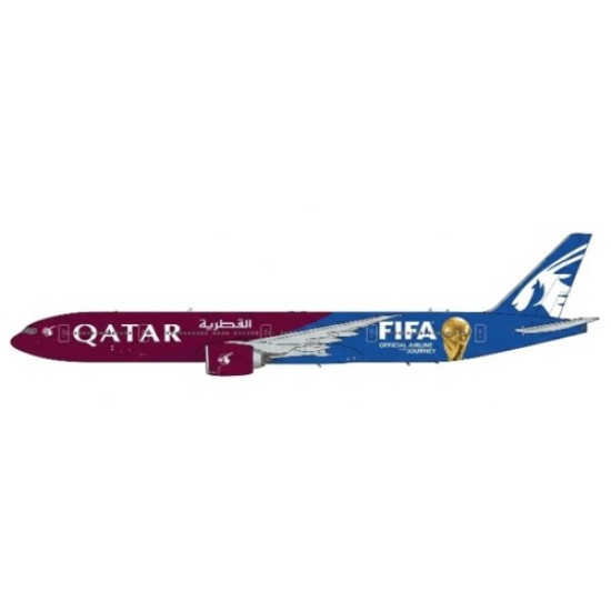 1/200 QATAR AIRWAYS BOEING 777-300ER OFFICIAL AIRLINE OF THE JOURNEY REG: A7-BEH FLAPS DOWN WITH STAND