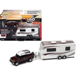 1/64 2010 TOYOTA FJ CRUISER W/CAMPING TRAILER BRICK RED JLBT017 A 1/64 2010 TOYOTA FJ CRUISER W/CAMPING TRAILER BRICK RED JLBT017 A