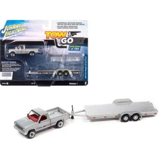 1/64 1983 FORD RANGER W/OPEN TRAILER METALLIC SILVER JLBT017 B