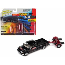 1/64 2002 CHEVY SILVERADO BLACK W/TOW DOLLY JLBT018 SET A 1/64 2002 CHEVY SILVERADO BLACK W/TOW DOLLY JLBT018 SET A