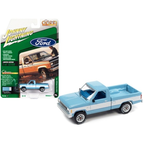 CLASSIC GOLD RELEASE 1 1/64 1984 FORD RANGER LIGHT BLUE AND WHITE 3/6 JLCG028