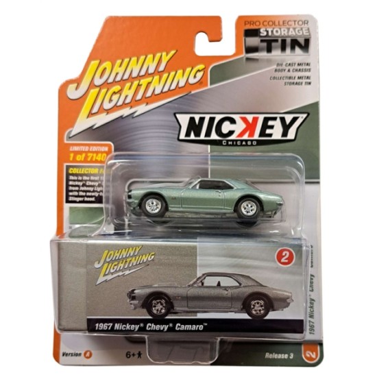 1/64 1967 NICKEY CHEVY CAMARO MOUNTAIN GREEN POLY PRO COLLECTOR STORAGE TIN JLCT008