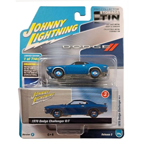 JLCT0081/64 1970 DODGE CHALLENGER RT BRIGHT BLUE POLY PRO COLLECTOR STORAGE TIN JLCT008