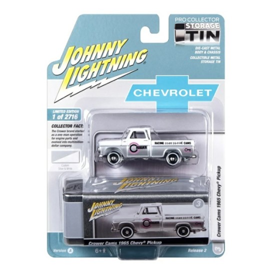 1/64 CROWER CAMS 1965 CHEVY PICKUP SILVER AND WHITE JLCT012A-3