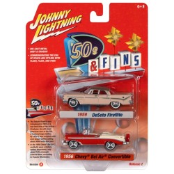 1/64 1959 DESOTO FIREFLITE PINK 1956 CHEVY BEL AIR RED JLPK018