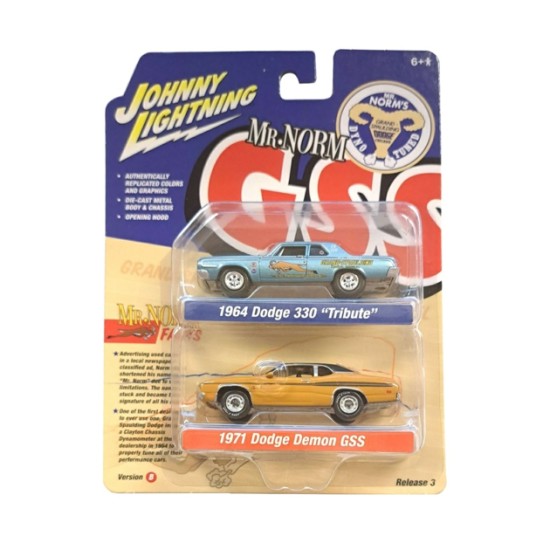 1/64 BLUE 64 DODGE 330/ORANGE 71 DODGE DEMON JLPK019