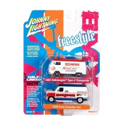 1/64 1965 VOLKSWAGON TYPE-2 TRANSPORT AND 1976 FORD ECONOLINE VAN JLPK022A-2