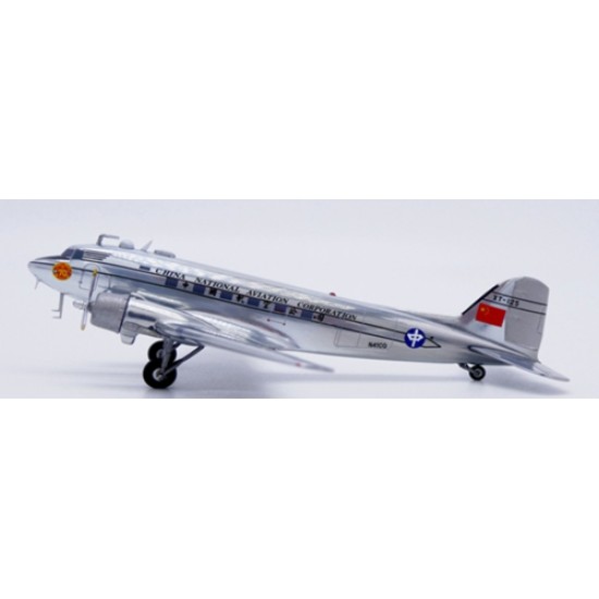 1/200 CHINA NATIONAL AVIATION CORPORATION DOUGLAS DC-3 POLISHED REG: N41CQ WITH STAND