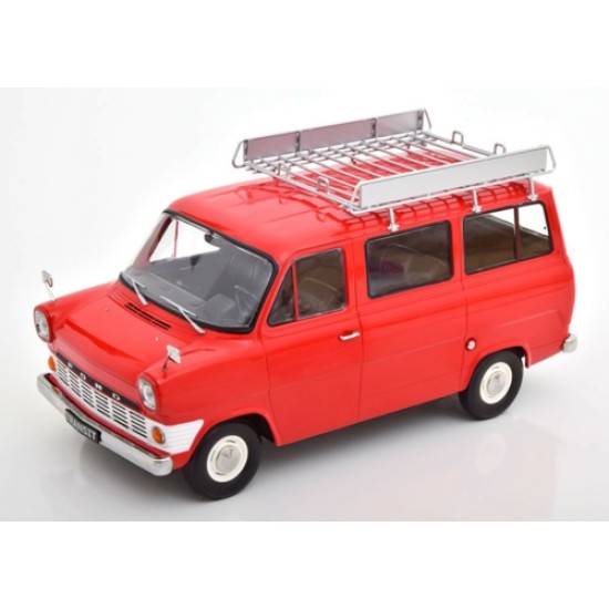 1/18 FORD TRANSIT BUS 1965-1970 WITH ROOF RACK RED KKDC180465