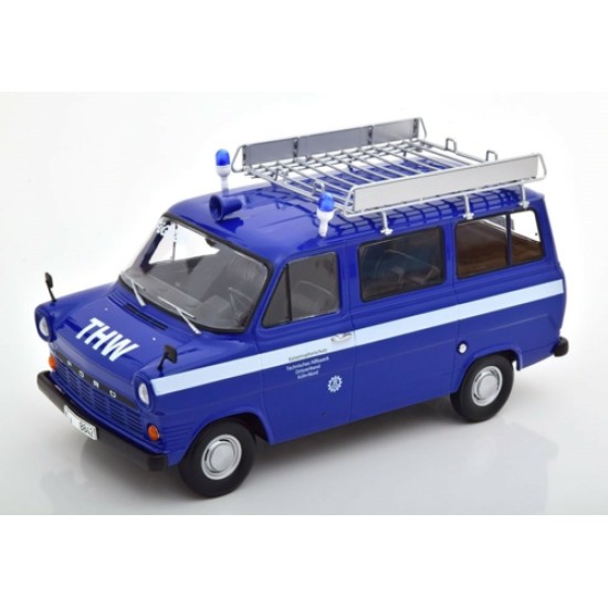1/18 FORD TRANSIT BUS 1965-1970 WITH ROOF RACK BLUE/WHITE KKDC180468