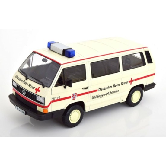 KKDC180968 - 1/18 VW T3 BUS DEUTSCHES ROTES KREUZ 1987 CREAM AND RED