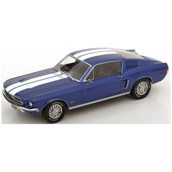 KKDC181394 - 1/18 FORD MUSTANG GT FASTBACK 1968 - BLUE METALLIC/WHITE KKDC181394 - 1/18 FORD MUSTANG GT FASTBACK 1968 - BLUE METALLIC/WHITE