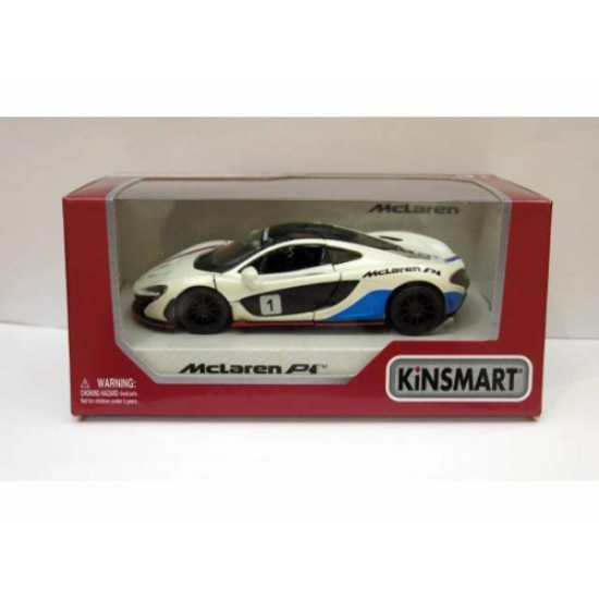 1/36 2016 MCLAREN P1 WITH STRIPES, WHITE/BLUE KT5393WFW