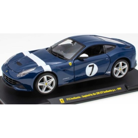 MAGPFG6 - 1/24 FERRARI F12 BERLINETTA BLUE NO.7 INSPIRED BY 1961 250GT SUPERCAR COLLECTION GIFT (WITH CASE)