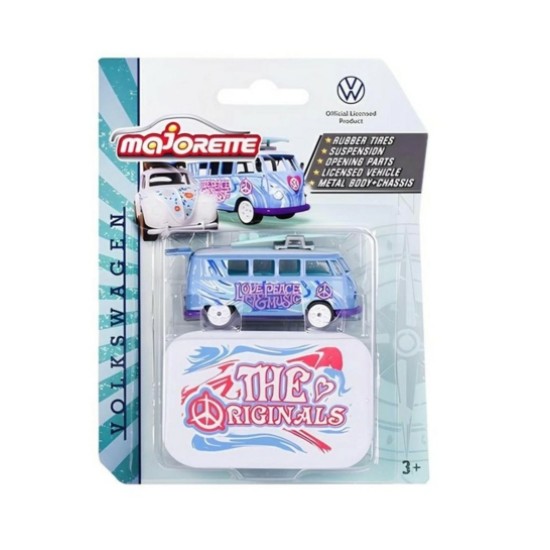 1/64 VW T1 LOVEPEACE MUSIC WITH SURFBOARD (BLUE & PURPLE) WITH COLLECTORS TIN