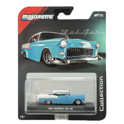 1/64 1955 CHEVROLET BEL AIR BLUE/WHITE WITH DISPLAY CASE