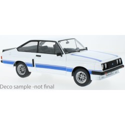 1/18 FORD ESCORT MK II R WHITE WITH BLUE BONNET STRIPES MCG18350